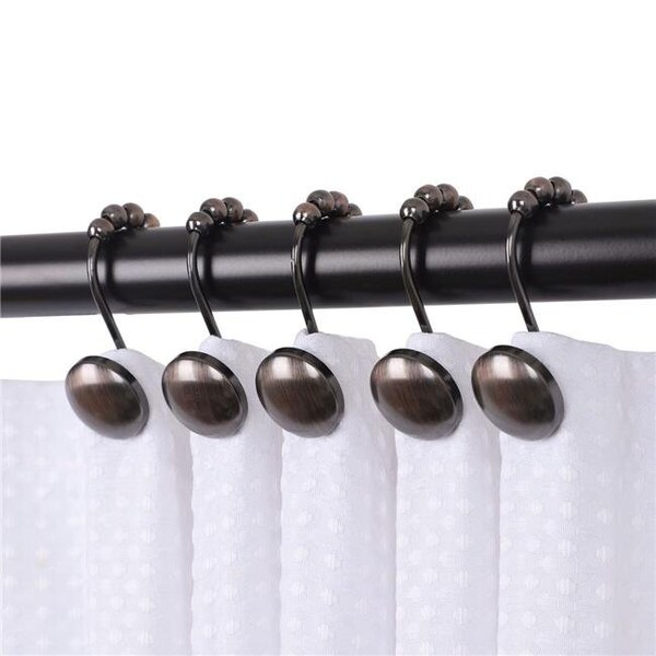 Utopia Alley HK7RB Ball Shower Curtain Hooks for Bathroom Shower Rods Curtains; Set of 12 - Brushed Nickel HK7RB - main
